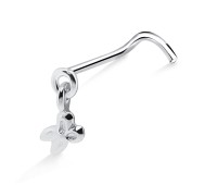 Scissor Shaped Silver Curved Nose Stud NSKB-551
